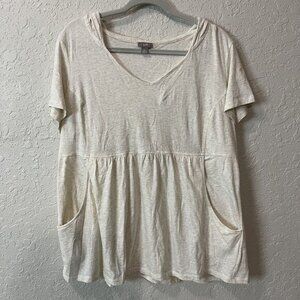 J.‎ Jill Tunic Blouse Organic Cotton Hooded Pocket Short Sleeves Women´s 1X
